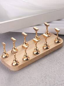 Double Row Nail Art Practice Tray With Wood Base & Magnetic Chess Pieces - Non-Slip Professional Nail Tool For Salon Training, DIY Organization & Advanced Nail Design Projects 02 - Multicolor - View 4