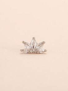 1pc/3pcs Lotus Shaped Ear Cartilage Piercing Zirconia Spiral Earrings, Fashion Ear Cuff For Women - Lotus Shape - View 5