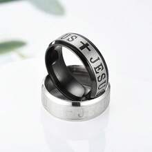 Vintage Stainless Steel Men's Ring With Cross And Jesus Pattern - Vintage Style, Perfect Men's Gift - Bạc - Xem 6