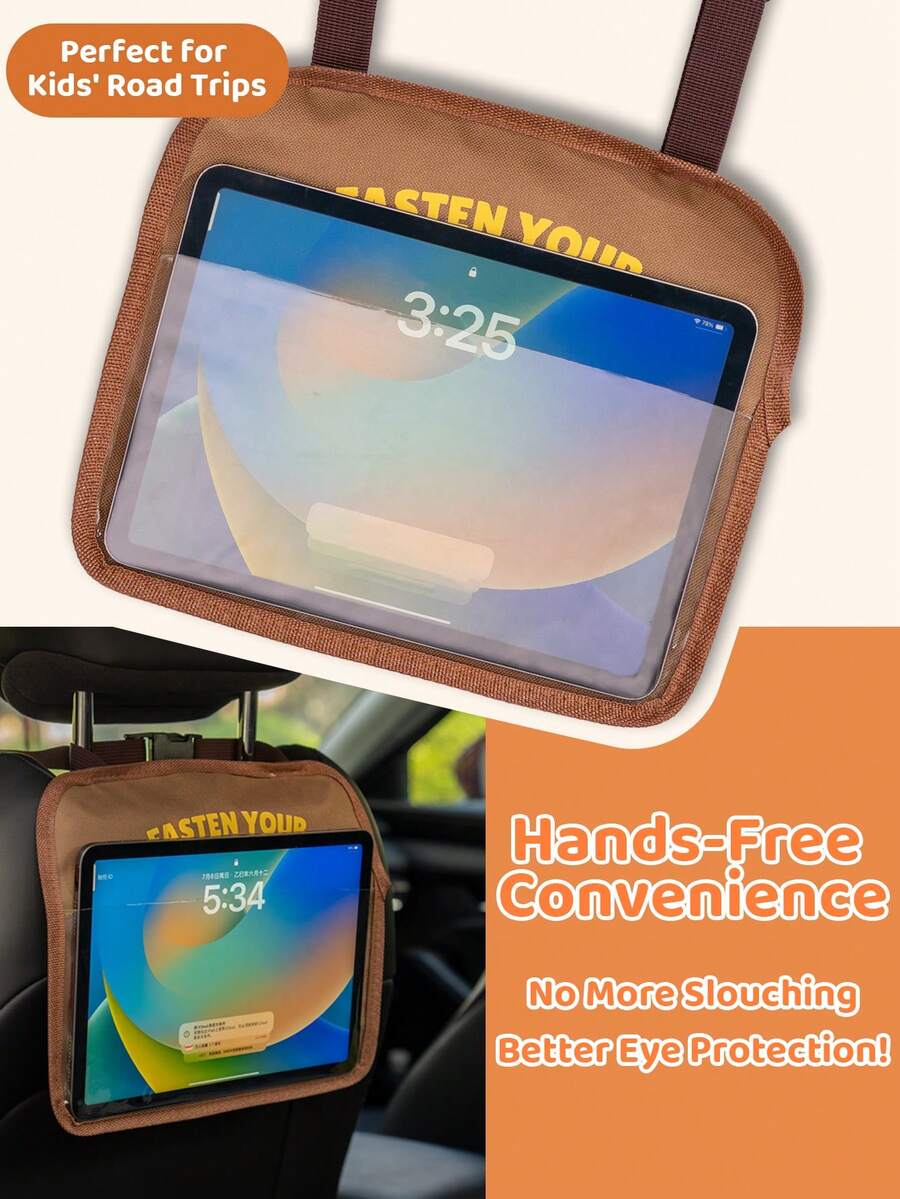 1 Pack Kids Car Backseat IPad Holder – Hands-Free Tablet Mount With Touchscreen Pockets For Healthy Viewing And Travel Entertainment