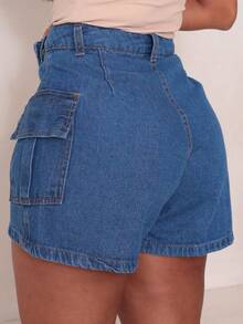 MILLE MODAS SHORT CARGO JEANS WOMEN - Dark Wash - View 3
