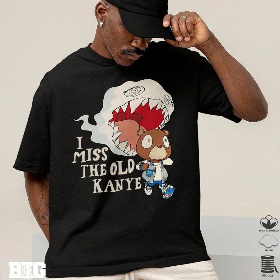 Shirt Basic And Oversized Kayne West Tour I Miss The Old Unisex Cotton T-Shirt - 黑色 - 查看 1