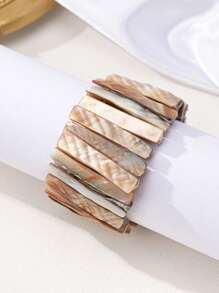 1 pieza Brazalete elástico de material de concha natural con estilo de moda europeo-americano, para uso diario