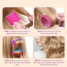 Kit 6 Large Hair Curlers + 6 Clips, DIY Styling Tool, One Size 6.3x4 CM - Màu Hồng baby - Xem 6