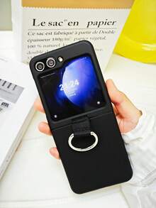 Luxury Minimalist Solid Green Phone Case, Compatible With Samsung Galaxy Z Flip 5 6, Shock-Resistant Back Cover, Waterproof, Anti-Fall, Anti-Scratch - Black - View 6