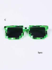 [像素风格眼镜] 1 件/3 件/5 件像素风格时尚眼镜 | 时尚眼镜、爬行眼镜、趣味护目镜、派对装饰配件眼镜 - 彩色 - 查看 14