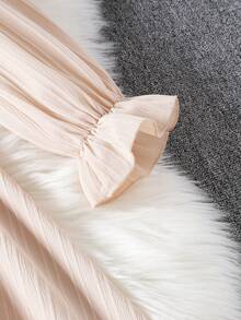 Girls Beaded Ruffle Off-Shoulder Casual Dress, Spring/Autumn