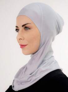 1 件女士内帽头巾头巾帽子头巾时尚纯色下巴弹性头帽和颈巾头带冬季秋季适合 Abaya 日常内帽