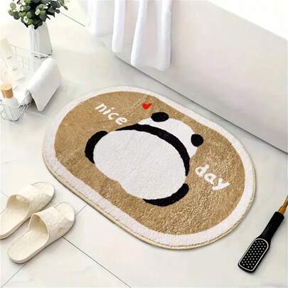 1 Piece Of Cartoon Panda Super Cute Bathroom Floor Mat, Microfiber Mat, Quick-Drying Water-Absorbing Plush Material, Machine Washable, Dirt-Resistant, Room Decoration, Suitable For Kitchen, Bathroom, Shower Room Kitchen Rug
