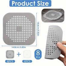 8/4/1件装硅胶地漏盖，适用于卫生间、浴室，防臭地漏，也适用于淋浴房、浴室和洗衣机 - 易于安装和清洁，现代设计，防臭排水管 | 时尚浴室配件 | 耐用地漏，淋浴排水管毛发收集器 - 彩色 - 查看 2