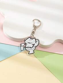 1个亚克力可爱卡通线条猫钥匙扣/小丑猫/粉色小猫/爱心气球小猫/指着你的小猫/呆萌小猫/头顶火焰小猫/花朵小猫/草莓小猫/芒果小猫/动物主题钥匙扣挂件背包装饰/包包配件/书包配件/钱包挂件/朋友礼物汽车配件包饰动物哥特Y2K包饰汽车老师姐妹礼物创意 - 彩色 - 查看 22