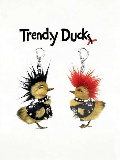 2 件哥特式鸭子钥匙扣套装 - 高品质亚克力背包装饰，带有可爱的抽象设计 - 情侣奇特可爱配饰、汽车装饰、书包装饰、背包汽车配件 Y2k