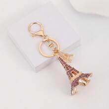 Fashion Paris-Style Women Keychain, Rhinestone Decor Eiffel Tower Bicycle Keyring, Geometric Pattern Elegant Zinc Alloy Accessory, Gift For Women, Summer Car Accessories Cute Goth Y2k Bag Accessories Lanyards With Id Holder Car Accessories Bag Charms Christmas Car Accessories Teacher Friend Sister Gift Ideas - One Size - View 16