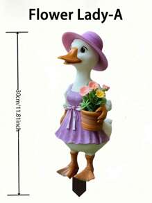 1 个鸭子花园桩，- 2D 打印，无电池/无芯，可爱的鸭子形状，由耐用的亚克力花园桩制成，适用于父亲节、婚礼、节日户外草坪装饰、婚礼装饰，可爱的鸭子形状，由耐用的亚克力花园桩制成 - 彩色 - 查看 10