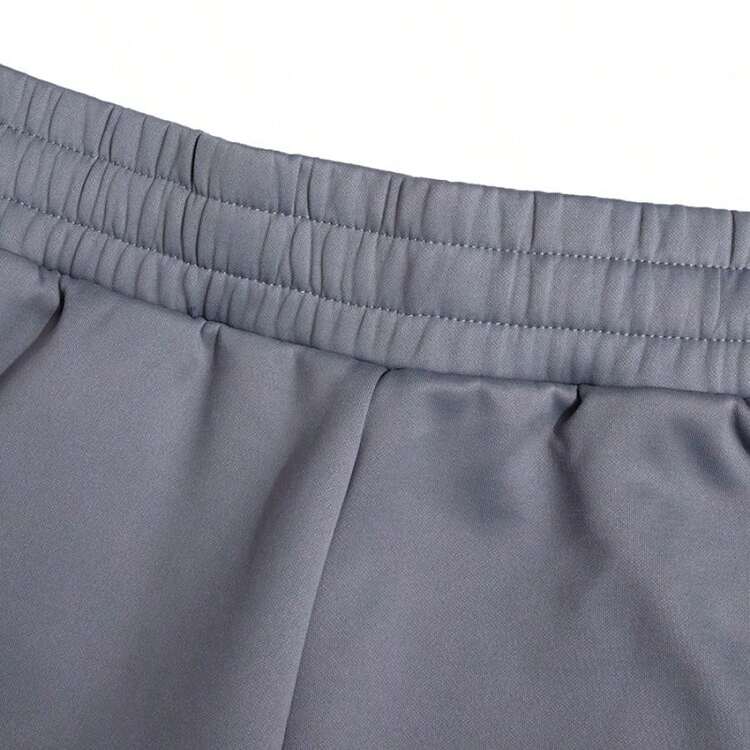 Unisex flanellfodrade stickade byxor, varma och bekväma för fritid, utomhus, fitness, träning - Grå - Visa 7