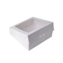 10 件自动弹出式烘焙盒，带窗口，10x10x2.5 英寸，棕色派盒，糕点 - 白色 - 查看 3