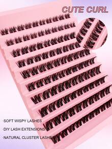 100 piezas Pestañas individuales en racimos con rizo C, pestañas postizas individuales segmentadas, extensiones de pestañas individuales en espiga, racimos de pestañas, pestañas individuales, pestañas, pestañas postizas - Negro - Ver 5