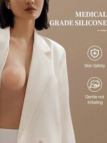 2Pcs Nipple Covers For Women - Adhesive Reusable Silicone Pasties Invisible Seamless No Show Breast Petals Strapless Bra - Multicolor - View 4