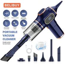 Aspiradora de mano con fuerte potencia de succión, aspiradora de coche inalámbrica, carga USB y múltiples accesorios de limpieza, adecuada para una limpieza rápida, aspiradora para hogar y coche.