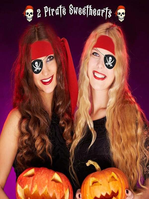 4pcs Pirate Party Favor Supplies Include Headband Pirate Head Bandana Pirate Eye Patches