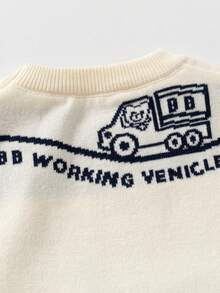 小男孩卡通汽车提花针织套头衫，全新秋冬设计