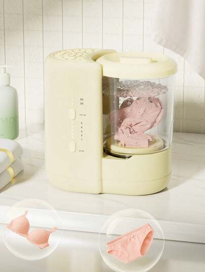 2-In-1 Mini Washing Machine For Underwear And Makeup Brushes, Dual Bucket, USB Powered,5-Min Clean