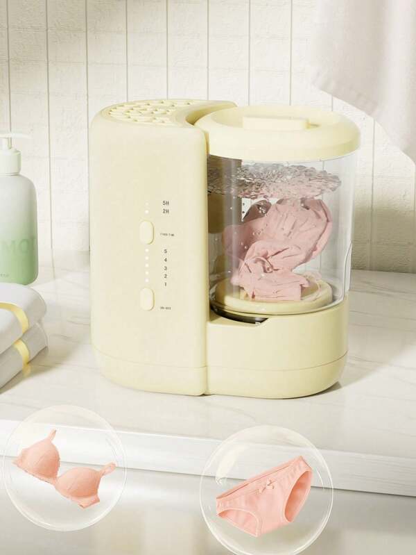 2-in-1 Mini Washing Machine for Underwear and Makeup Brushes, Dual Bucket, USB Powered,5-Min Clean