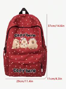 休闲女士背包，尼龙材质，大容量，新款，水豚可爱印花，方便日常通勤