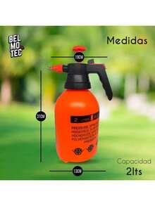 1 Pieza Aspersor de Presión 2 Litros, Pulverizador Manual con Boquilla Regulable para Jardín y Fumigación - Naranja - Ver 2