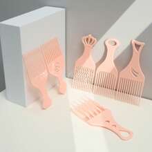 NEFOUME 1 套 6 把复古造型梳 - 皇冠手柄 + 波浪齿 + 空心手柄，PP 轻质防震材质，4 种颜色（粉色、黄色、紫色、蓝色），适用于发型设计，便携式透明盒，返校、旅行度假必需品，女士发饰