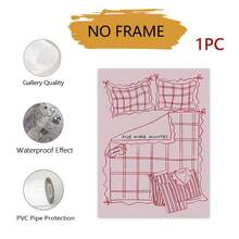 1 件“再睡五分钟”主题床头墙画，粉色“睡过头”主题，卧室装饰画，青少年宿舍装饰，家居墙面装饰，无框 - 彩色 - 查看 11