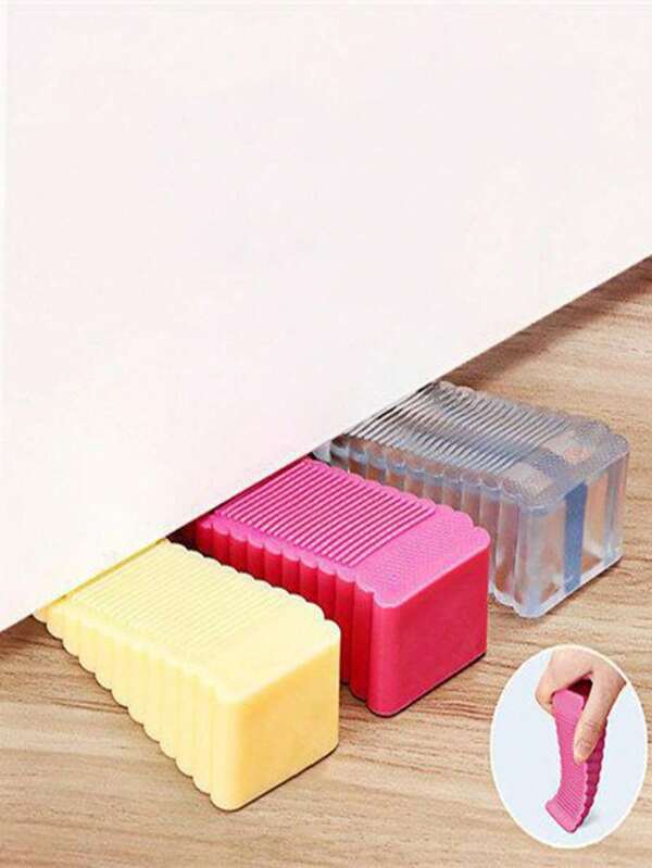 1 pieza, Tope de puerta de silicona reutilizable de color aleatorio, con diseño anti colisión, instalación sin taladro, material de goma duradero, antideslizante y amortiguador de golpes, adecuado para puertas de gran tamaño.