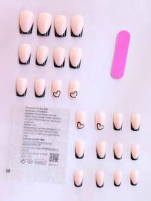 192 件中号方形心形指甲设计法式尖头按压指甲短款完美贴合亚克力假指甲套装包括：1 件果冻胶和 1 件指甲锉，心形指甲适合女性和女孩日常生活和派对情人节使用 - 彩色 - 查看 5