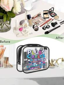 New Arrival! All-In-One Charger Travel Organizer - Transparent Toiletry Bag, Travel Essential, Portable Zipper Travel Makeup Bag, Beach Clear PVC Toiletry Bag, Waterproof Storage Pouch, Transparent Organizer Bag, Cable And USB Organizer Bag, Airport Approved PVC Cosmetic Bag For Chargers, Cables And Power Banks - Multicolor - View 8