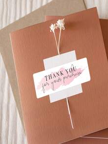 120Pcs/Roll, Rectangular Thank You For Your Order Sticker, Label Sticker, Packaging For Small Business, Order, Decoration, Gifts - Pink - View 4
