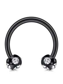 1 件装鼻中隔马蹄形耳环女士不锈钢眉耳屏唇环 16G 8 毫米防过敏鼻环穿孔饰品
