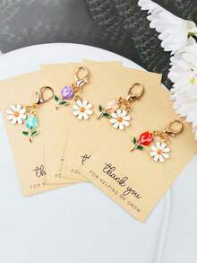 Set de 6 llaveros con tulipanes y margaritas, adecuados como colgantes, cadenas y decoración de bolsos, diseño floral de moda, regalo ideal para cumpleaños, bodas, Día del Maestro, Día del Padre, Día de la Madre, cumpleaños de amigos, accesorio perfecto para bolsos, llaveros de coche, excelente para el nuevo período escolar y graduación, diseñado para mujeres - Multicolor - Ver 11