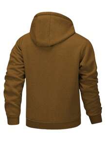 2pcs Men's Outdoor Thickened Hoodie Suit, Fleece Sweatshirt + Fleece Sweatpants, Daily Hiking Casual Versatile Men Set, Autumn/Winter - Multicolor - View 3