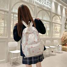 The New Japanese-Style Fresh And Artistic Versatile Large-Capacity Bowknot Printed Backpack Is Suitable For Students To Go To School, Attend Classes, Study Independently, And Commute. It Is Also A Great Holiday Gift For Ladies.