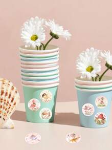 500pcs/Roll Pink Flower Fairy Pattern Round Stickers, Candy Gift Bag Sealing Stickers, Princess Birthday Party Decoration Tags Paper Label Stickers, DIY Diary Sticker Label, Flower Fairy Theme Happy 1st Birthday Babe Shower Wedding Summer Spring Holiday Party Decoration Supplies, Pink Flower Fairy Birthday Party Gift Packaging Sticker Decorations, Flower Fairy Party Decor, Flower Fairy Party Favors Decor Supplies, Pink Flower Fairy Decorations