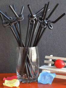 100/200/300pcs Thickened Durable Black Straws, Black Bendable Straws, Length 8.27inch/21cm, Coffee And Stirrers, Drink Accessories, Diameter 0.24inch/0.6cm, Suitable For Kitchen, Bar, Club, Drinks, Milk, Soda Water, Party, Restaurants And Home Use
