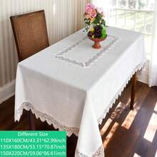 Față de masă dreptunghiulară din fibră de bambus albă, 1 buc., broderie din dantelă solubilă în apă, design elegant cu flori albe, potrivită pentru masa de bucătărie de acasă, bufet, comodă, decorarea dulapului de pantofi, petrecere de sărbători, petrecere de picnic în aer liber, cadou de aniversare a nunții pentru bărbați și femei, broderie rafinată, decorațiune festivă, material de înaltă calitate, pentru gazdele de banchet.