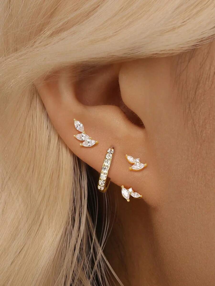 3 Paar Ohrringe im Schmetterlingsdesign aus hypoallergenen Materialien für Frauen, modisches Ohrstecker Set für mehrfache Piercings, Geburtstagsgeschenk, Styling-Accessoire
