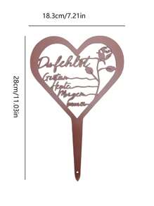 1pc Rustic Heart-Shaped Tombstone Memorial - Metal Grave Marker With Inscription, Freestanding Outdoor Cemetery & Garden Decor For Mother's Day, Weather-Resistant No Electricity Needed