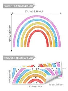 彩虹图案墙贴，彩色自粘墙贴，家居装饰贴纸，墙贴，乙烯基家居装饰贴纸，春季装饰品，让您的家焕然一新，节日装饰贴纸，生日毕业礼物 - 彩色 - 查看 16