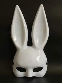 1 pièce Masque de lapin - Masque de mascarade en plastique noir et blanc brillant avec bandeau élastique, convient pour le carnaval et les costumes de fête - Design unique, durable et confortable