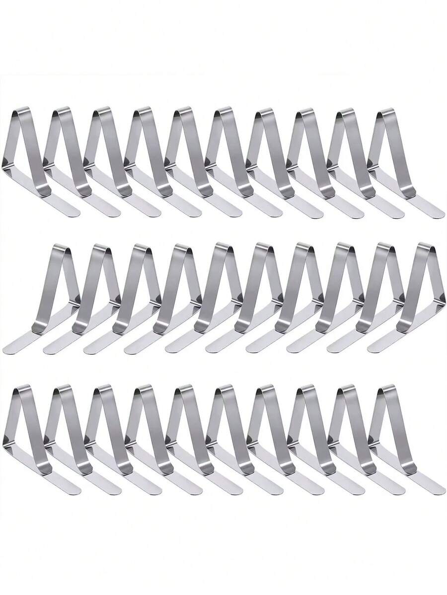6 szt./12 szt. Trwałe klipsy do obrusów ze stali nierdzewnej, niezbędne na festiwale, imprezy, Święto Dziękczynienia - Srebro - Zobacz 1