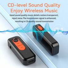 VAORLO 新款 USB 蓝牙 5.3 音频接收器适配器，无线立体声音乐，3.5mm AUX R/L RCA 接口，带麦克风，支持 U 盘播放，适用于车载扬声器功放和桌面功放。 - 彩色 - 查看 10