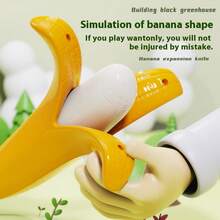 1pc Retractable Banana Sword - Gravity Sensing Design, Portable Mini Version, Elastic Samurai Sword Shape, Finger Pressure Relief Tool, Party Gag Gift, Birthday Fun Surprise, Holiday Humor Gift, Christmas Funny Favor, New Year Entertainment Item, Adult Novelty Toy, Desktop Dynamic Decoration