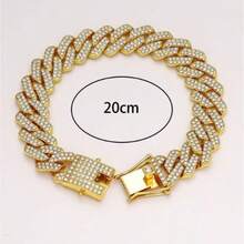 1pc Gold Metal Bracelet With Rhinestones, Men's Jewelry - Gold - View 3